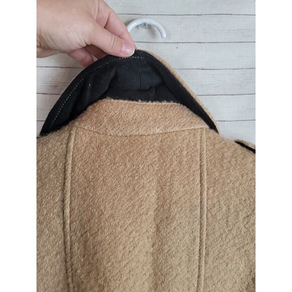 GUESS WOOL BLEND DOUBLE BREASTED CAMEL TAN PEA COAT, SZ SMALL - Picture 11 of 14
